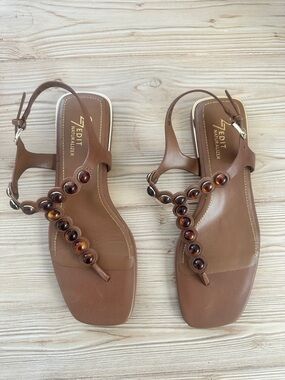 Naturalizer 27 Edit Nara Leather Sandals Tortoise Detail Brown Women’s 8